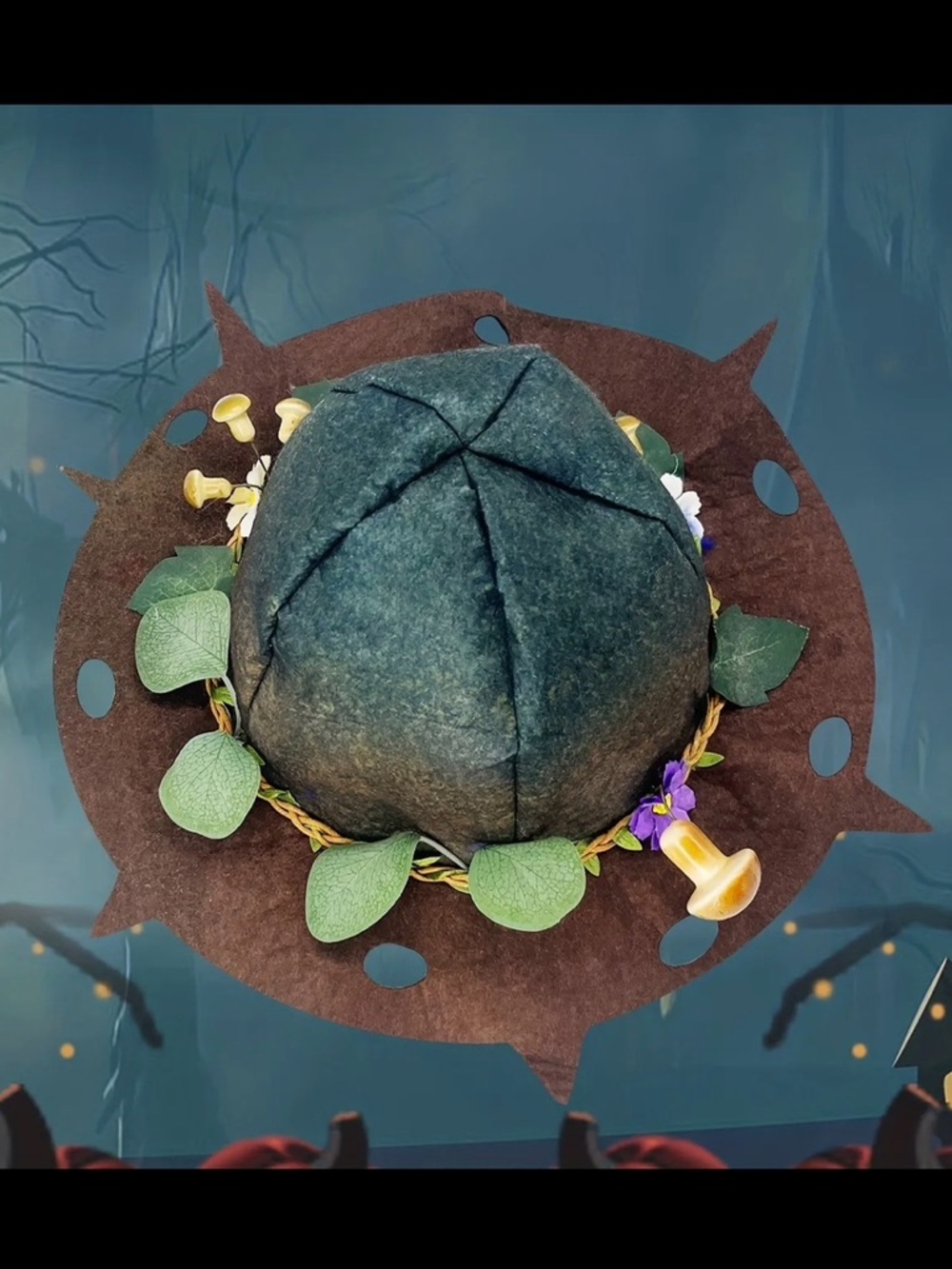 Forest-Inspired Fairy or Elven Mushroom Leaf Wizard Hat - Picture 6 of 8
